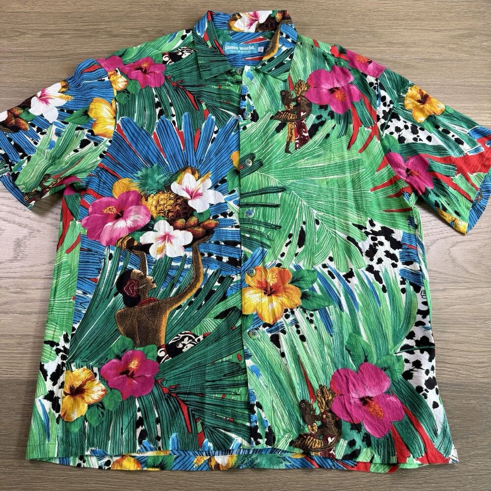 Jams World Archives Shirt Men Large Hawaiian Aloha Camp Tropicala M630RE-TRLA